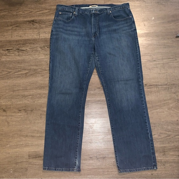 LL Bean Straight Fit Mens 40x32 Denim Blue Jeans 100% Cotton Dark Wash - Picture 1 of 4